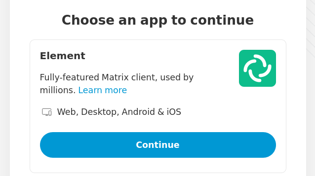 screenshot of Matrix app chooser dialog.